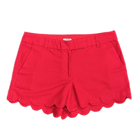 Red Scalloped Linen J. Crew Shorts - Picture 1 of 1